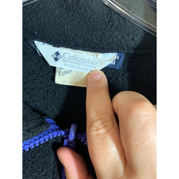 Vintage 80's Columbia Zip Up Fleece Jacket Mens Size Medium Black LS10 - Picture 5 of 8